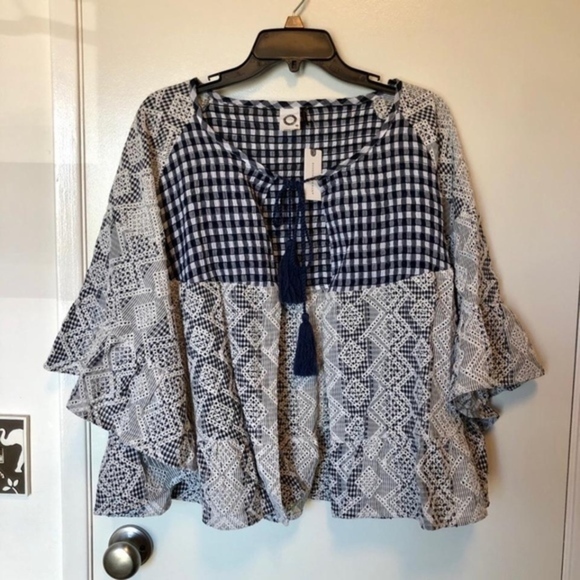 Anthropologie Akemi + Kin Blue Gingham Cardigan - Picture 2 of 8